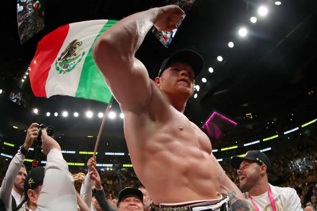 LAS VEGAS, NEVADA - MAY 04: Canelo Alvarez celebrates after his unanimous decision win over Daniel Jacobs in their middleweight unification fight at T-Mobile Arena on May 04, 2019 in Las Vegas, Nevada. (Photo by Al Bello/Getty Images)