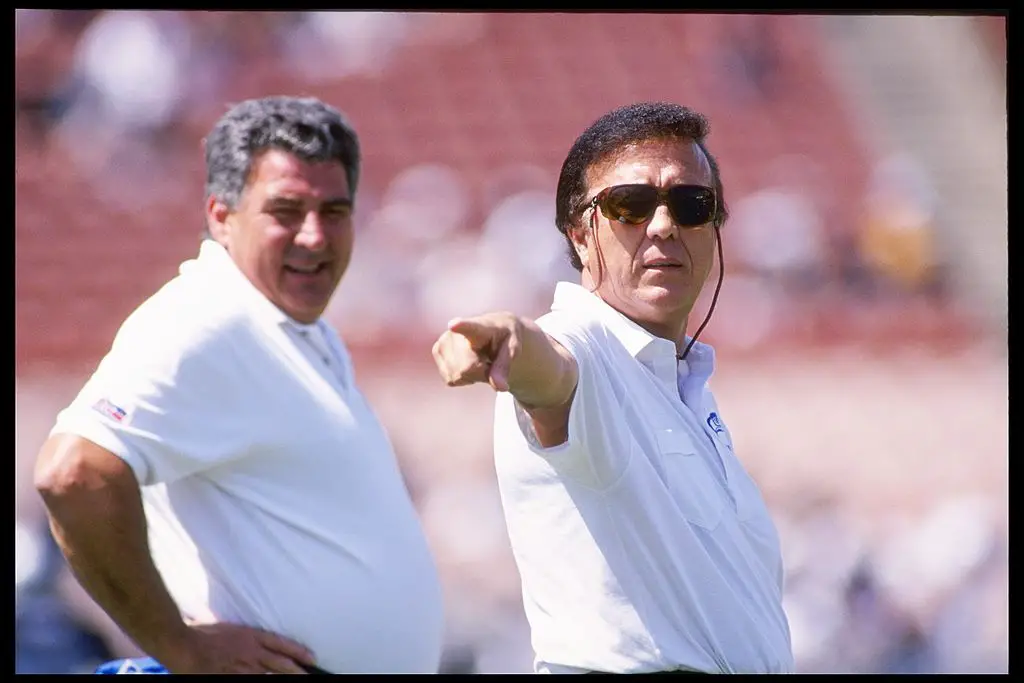 11 Sep 1994:  Coach Tom Flores of the Seattle Seahawks watches his team during a game against the Washington Redskins at RFK Stadium in Washington D.C.  The Seahawks won the game 38-7. Mandatory Credit: J.D. Cuban  /Allsport