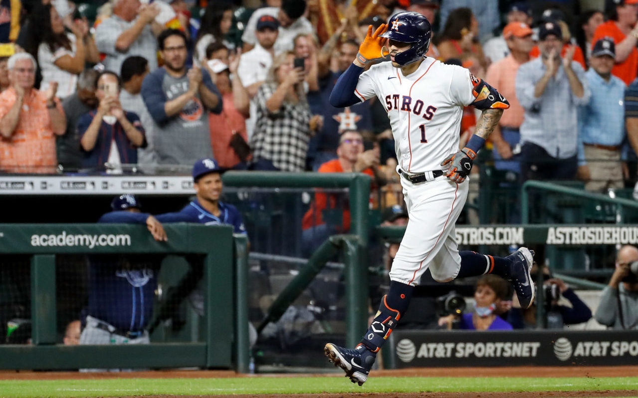 Houston Astros' Carlos Correa celebrates World Series win by proposing