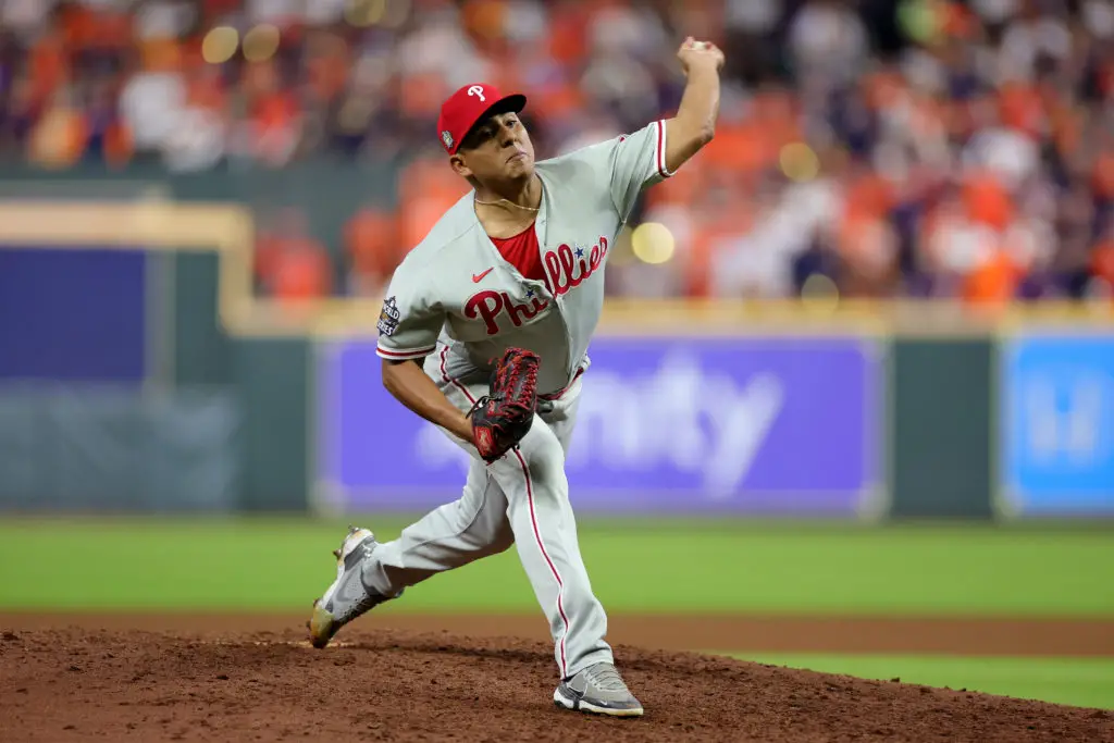 Philadelphia Phillies' Ranger Suarez plays during a baseball game