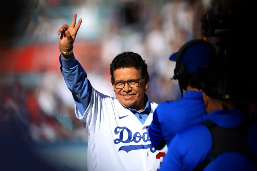 LOS ANGELES, CALIFORNIA - JULY 19:  Fernando Valenzuela waves to fans after throwing the ceremonial first pitch during the 92nd MLB All-Star Game presented by Mastercard at Dodger Stadium on July 19, 2022 in Los Angeles, California. (Photo by Sean M. Haffey/Getty Images)