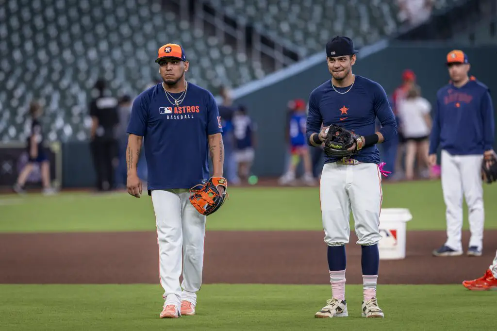 Isaac Paredes and Mauricio Dubon Isaac Paredes and Mauricio Dubon together during pregame warm ups